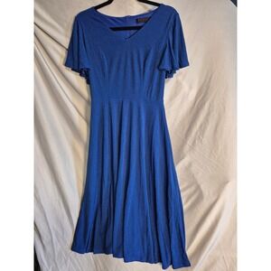 Bridesmay Blue Flutter Sleeve Midi Dress Party Cocktail‎ Career Women's